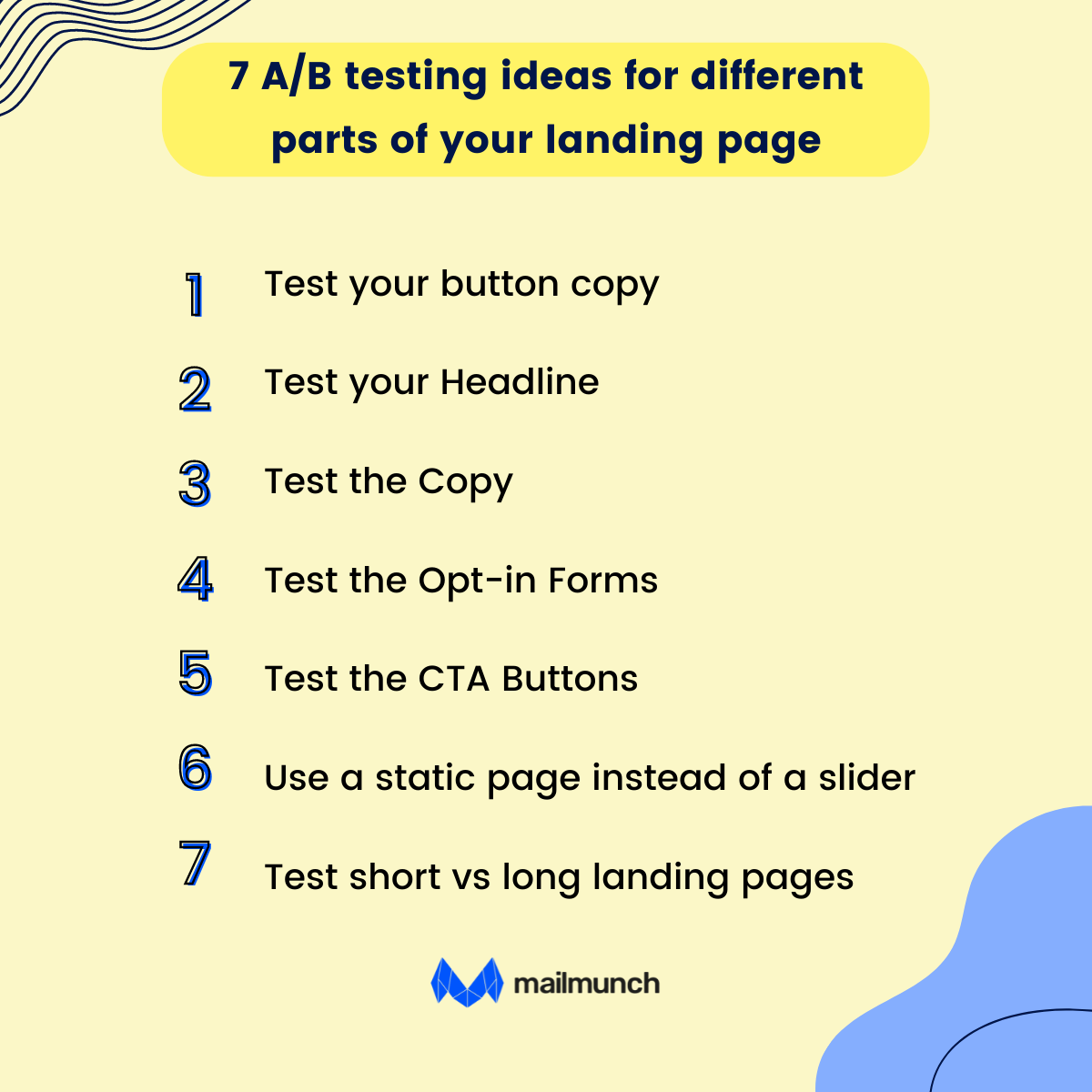 visual about what to test on landing page 