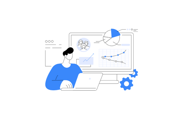 person sitting at a computer, processing data