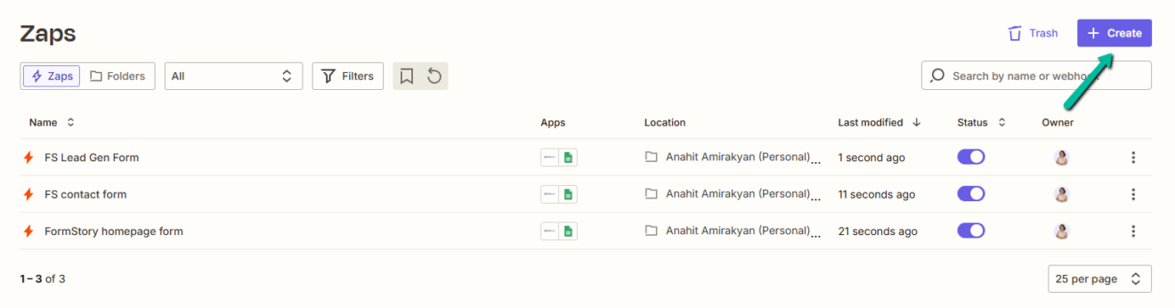 create a zap on Zapier
